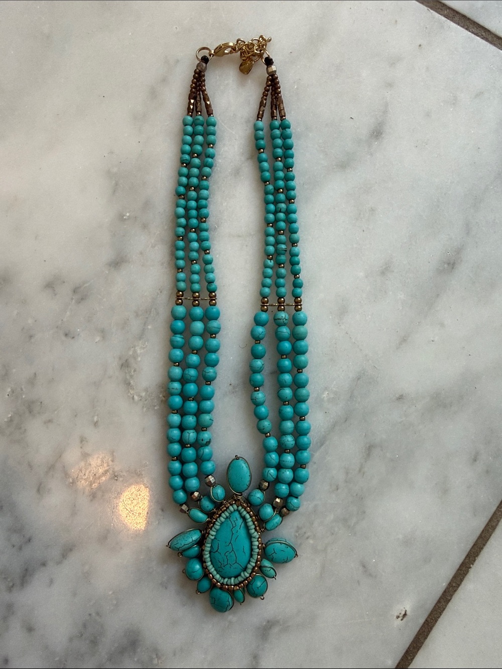 Turquoise Multi-Strand Statement Necklace - Women Jewelry
